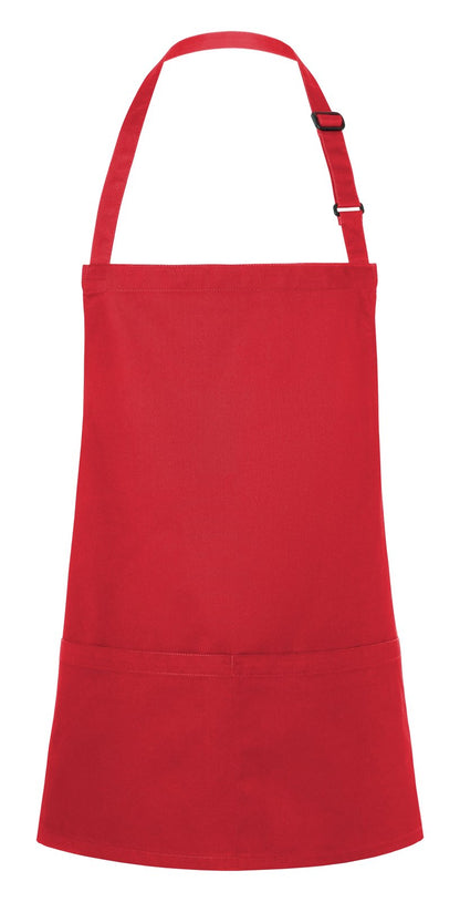 Tablier à bavette court avec boucle et poche — coloris Red #Couleur_Red
