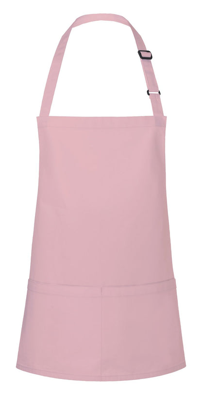 Tablier à bavette court avec boucle et poche — coloris Rose #Couleur_Rose