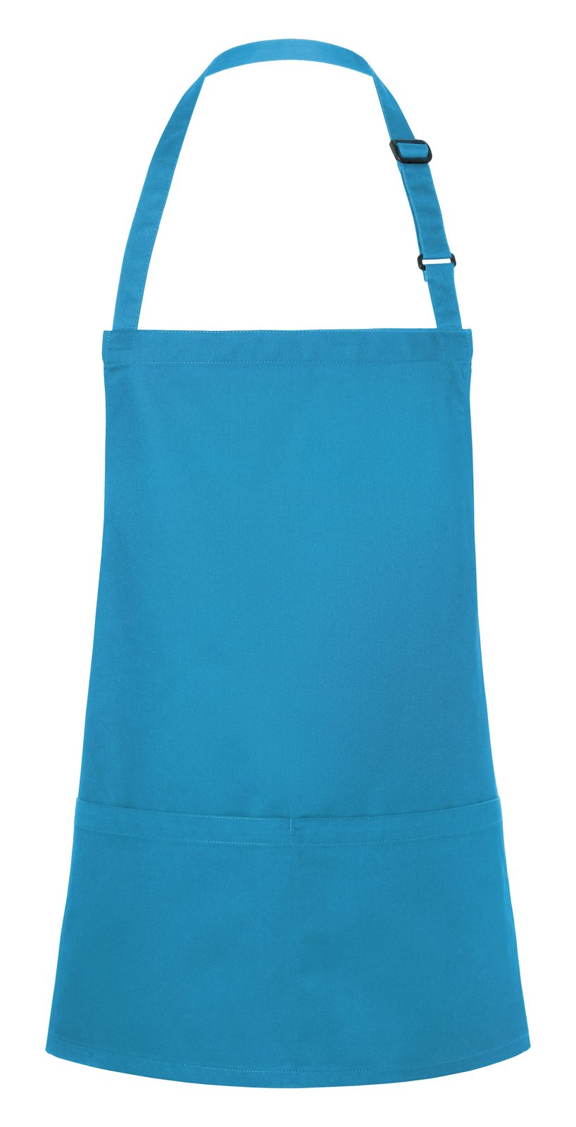Tablier à bavette court avec boucle et poche — coloris Turquoise #Couleur_Turquoise
