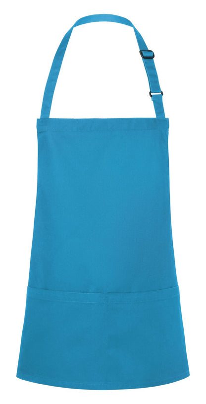 Tablier à bavette court avec boucle et poche — coloris Turquoise #Couleur_Turquoise