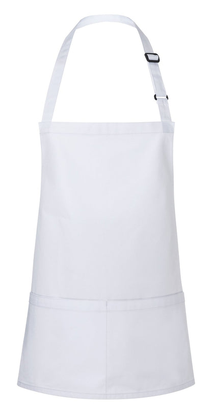 Tablier à bavette court avec boucle et poche — coloris White #Couleur_White