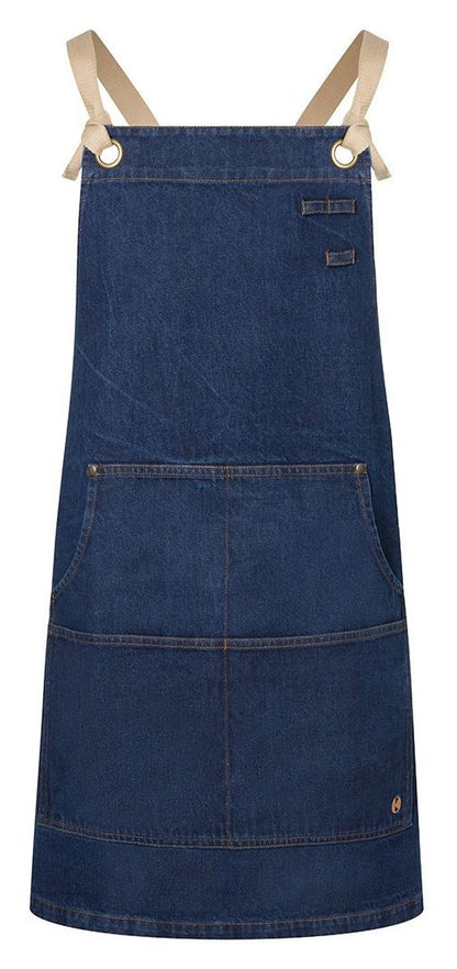 Tablier à bavette denim style urbain 370 g/m² — KARLOWSKY BIB APRON DENIM URBAN-STYLE — coloris Denim Blue #Couleur_Denim-Blue