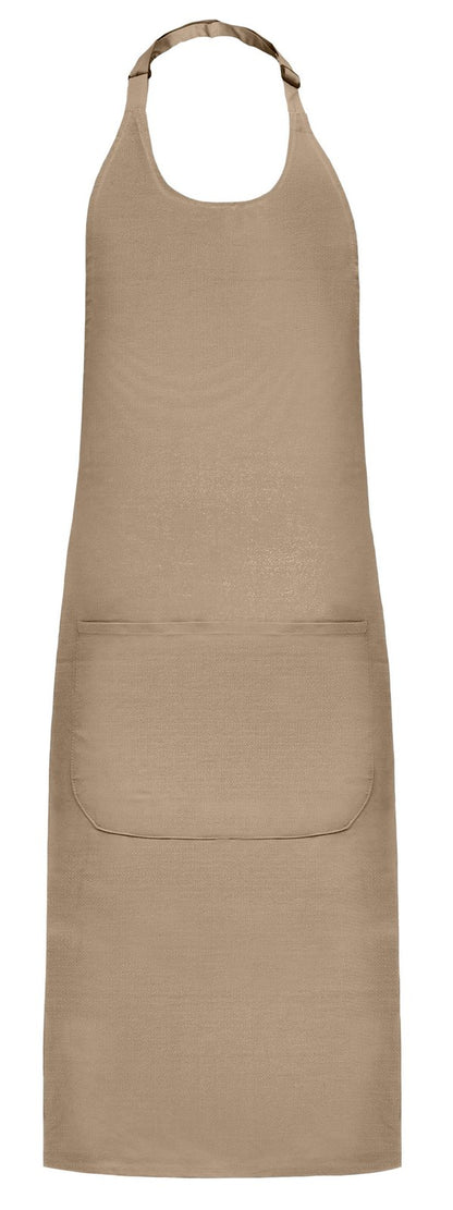 Tablier à bavette polycoton avec poche  — coloris Beige #Couleur_Beige