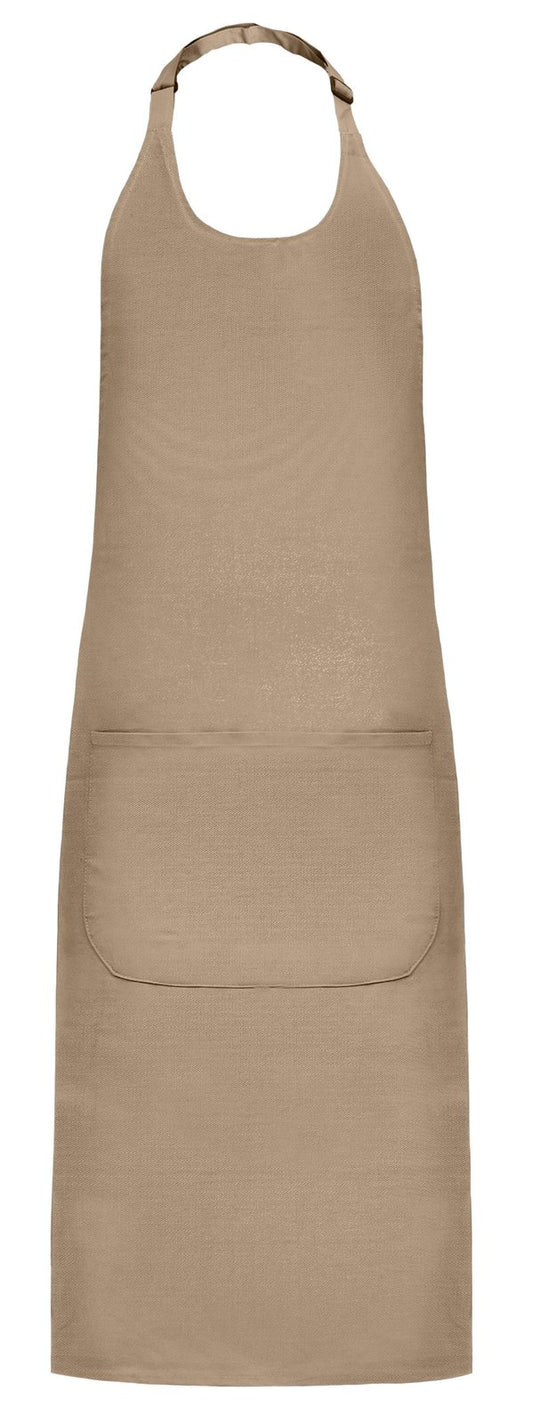Tablier à bavette polycoton avec poche  — coloris Beige #Couleur_Beige