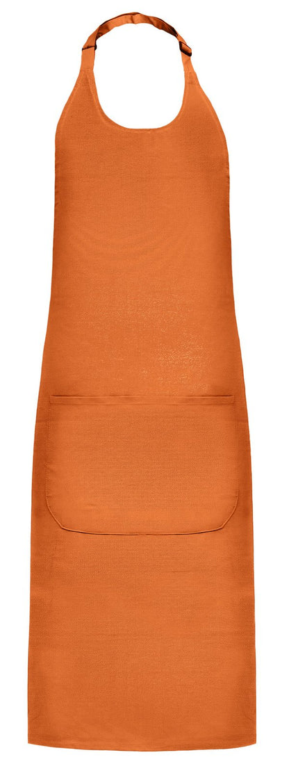 Tablier à bavette polycoton avec poche  — coloris Orange #Couleur_Orange