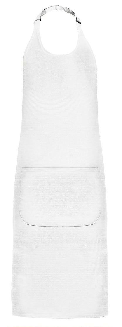 Tablier à bavette polycoton avec poche  — coloris White #Couleur_White