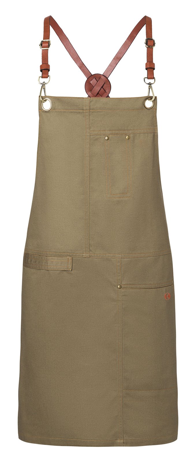 Tablier à bavette tendance — coloris Khaki #Couleur_Khaki