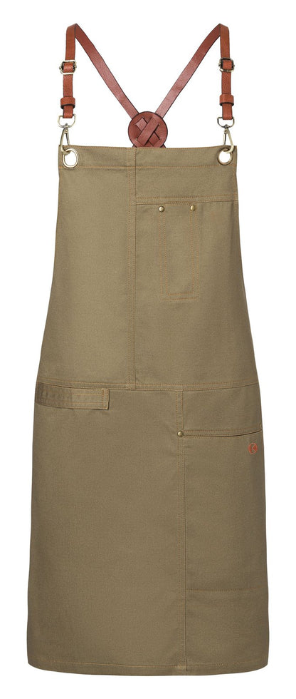 Tablier à bavette tendance — coloris Khaki #Couleur_Khaki
