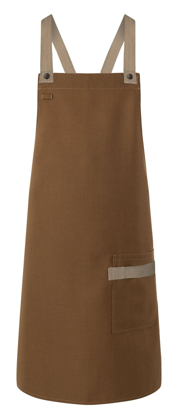 Tablier à bavette Urban-Look avec bretelles croisées et poche — coloris Cinnamon #Couleur_Cinnamon