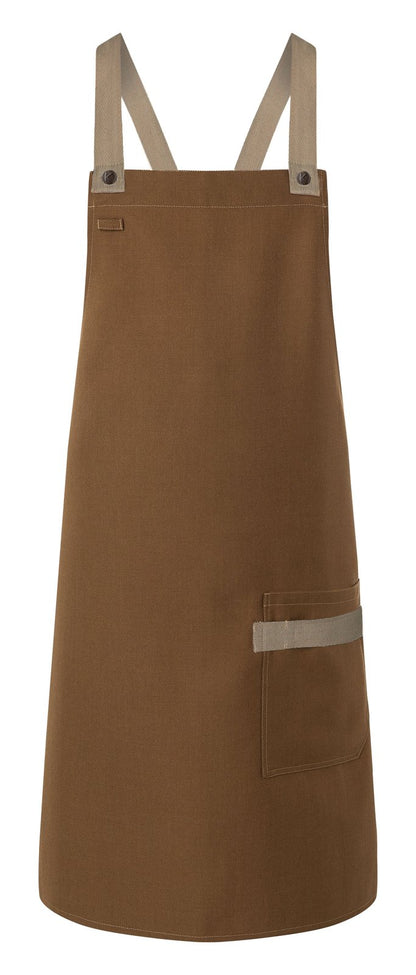 Tablier à bavette Urban-Look avec bretelles croisées et poche — coloris Cinnamon #Couleur_Cinnamon