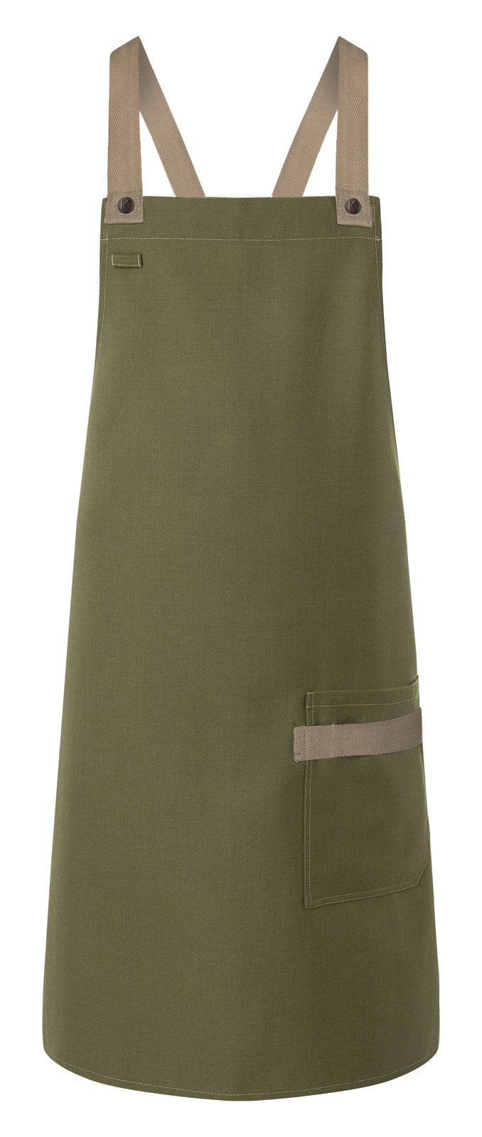 Tablier à bavette Urban-Look avec bretelles croisées et poche — coloris Moss Green #Couleur_Moss-Green
