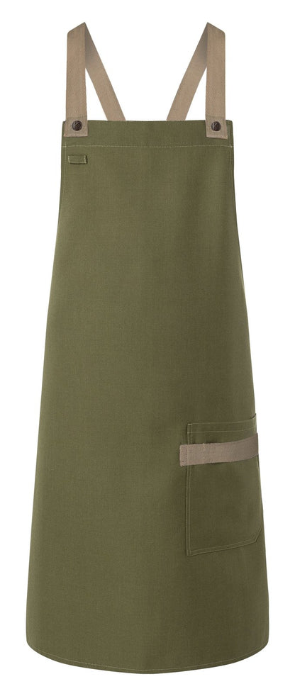 Tablier à bavette Urban-Look avec bretelles croisées et poche — coloris Moss Green #Couleur_Moss-Green