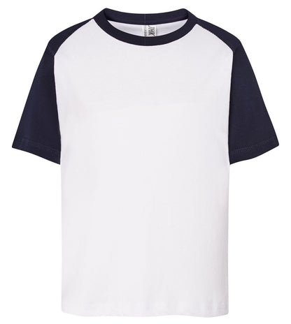 Tee-shirt baseball enfant 155 g/m²  — coloris White / Navy #Couleur_White-/-Navy