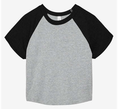 Tee-shirt micro rib raglan femme 185 g/m²  — coloris Athletic Heather / Black #Couleur_Athletic-Heather-/-Black