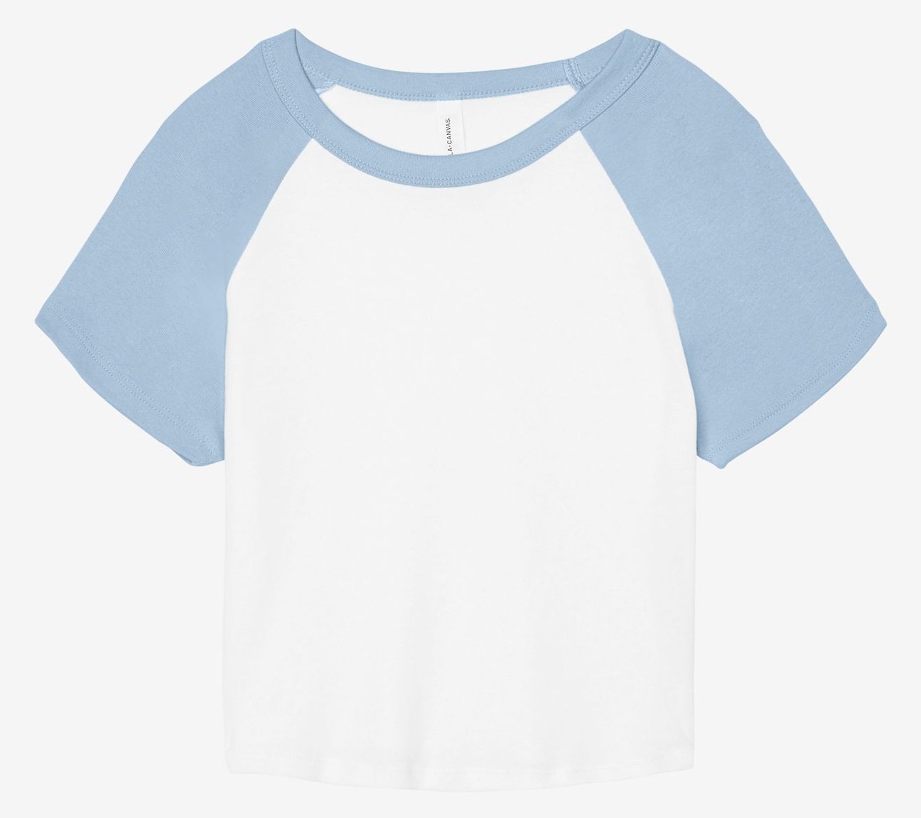 Tee-shirt micro rib raglan femme 185 g/m²  — coloris White / Baby Blue #Couleur_White-/-Baby-Blue