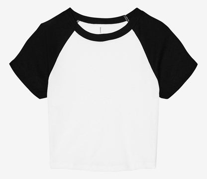 Tee-shirt micro rib raglan femme 185 g/m²  — coloris White / Black #Couleur_White-/-Black