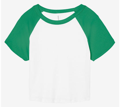 Tee-shirt micro rib raglan femme 185 g/m²  — coloris White / Kelly #Couleur_White-/-Kelly