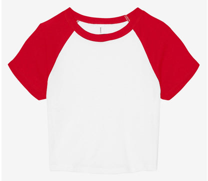 Tee-shirt micro rib raglan femme 185 g/m²  — coloris White / Red #Couleur_White-/-Red