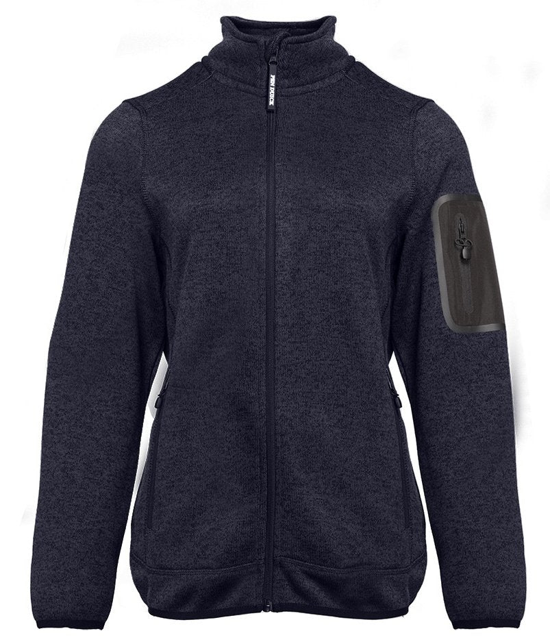 Veste polaire tricotée femme — coloris Heather Black #Couleur_Heather-Black