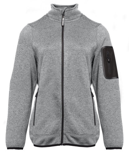 Veste polaire tricotée femme — coloris Heather Light Grey #Couleur_Heather-Light-Grey