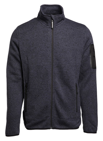 Veste polaire tricotée homme — coloris Heather Navy #Couleur_Heather-Navy
