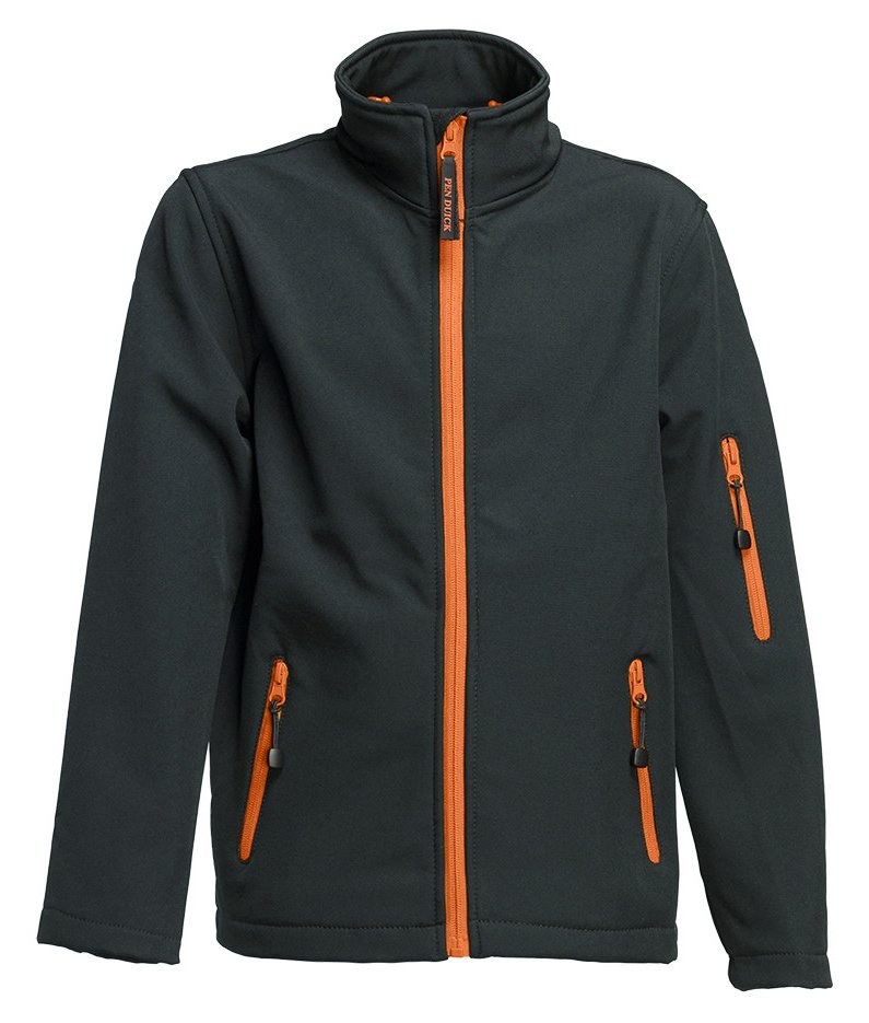 Veste Softshell enfant 340 g/m²  — coloris Black / Orange #Couleur_Black-/-Orange