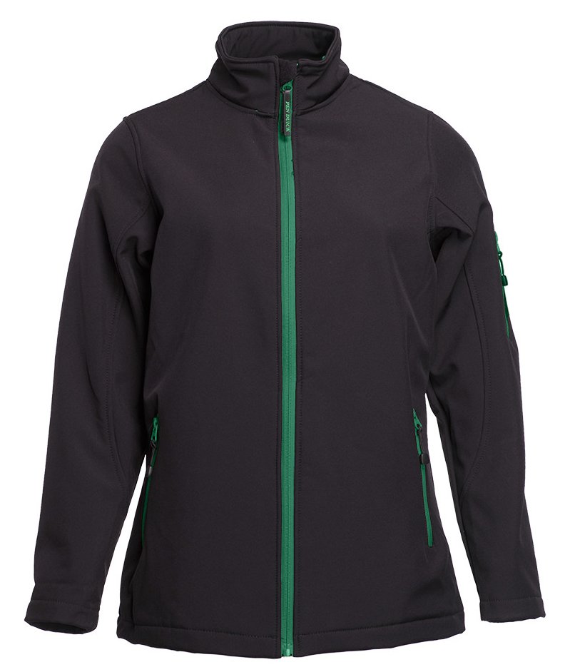 Veste Softshell femme 3 couches 340 g/m²  — coloris Black / Kelly Green #Couleur_Black-/-Kelly-Green