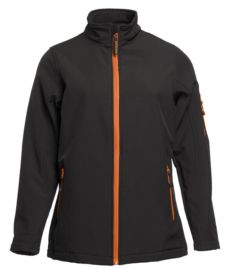 Veste Softshell femme 3 couches 340 g/m²  — coloris Black / Orange #Couleur_Black-/-Orange