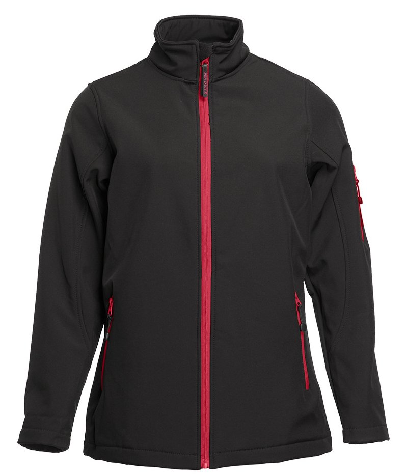 Veste Softshell femme 3 couches 340 g/m²  — coloris Black / Red #Couleur_Black-/-Red