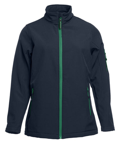 Veste Softshell femme 3 couches 340 g/m²  — coloris Navy / Kelly Green #Couleur_Navy-/-Kelly-Green