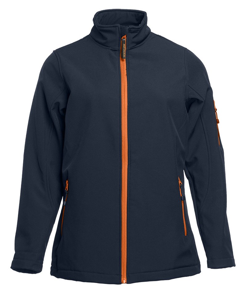 Veste Softshell femme 3 couches 340 g/m²  — coloris Navy / Orange #Couleur_Navy-/-Orange