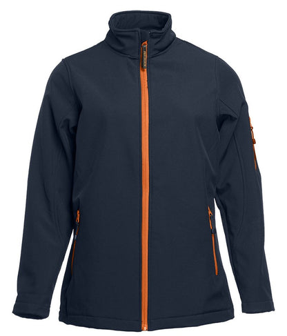 Veste Softshell femme 3 couches 340 g/m²  — coloris Navy / Orange #Couleur_Navy-/-Orange