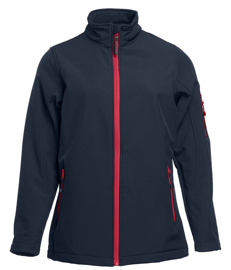 Veste Softshell femme 3 couches 340 g/m²  — coloris Navy / Red #Couleur_Navy-/-Red