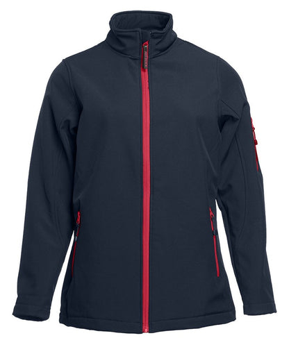 Veste Softshell femme 3 couches 340 g/m²  — coloris Navy / Red #Couleur_Navy-/-Red
