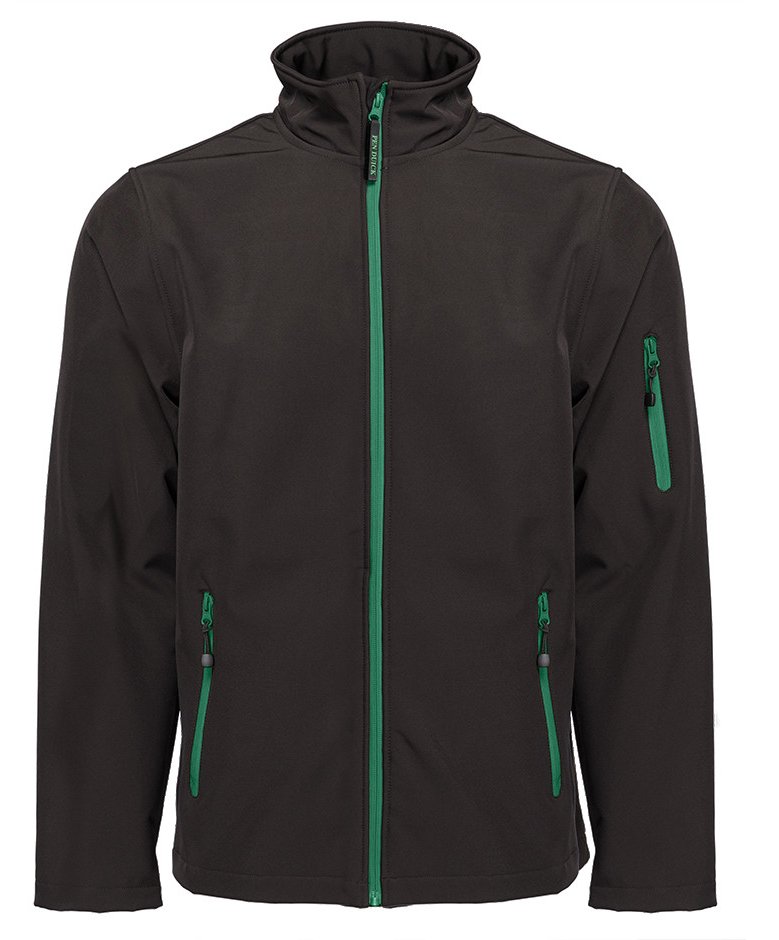 Veste Softshell homme 3 couches 340 g/m²  — coloris Black / Kelly Green #Couleur_Black-/-Kelly-Green