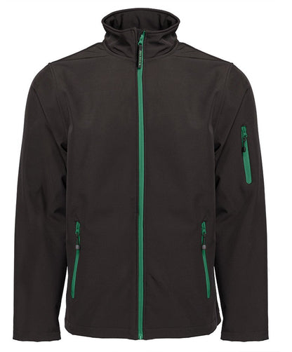 Veste Softshell homme 3 couches 340 g/m²  — coloris Black / Kelly Green #Couleur_Black-/-Kelly-Green