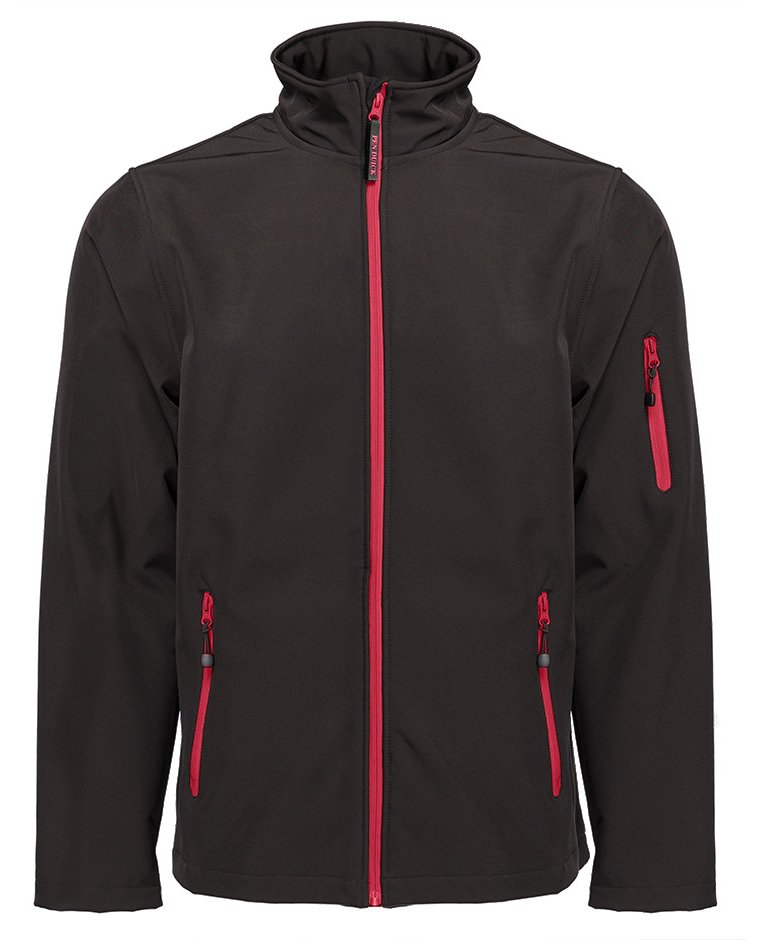 Veste Softshell homme 3 couches 340 g/m²  — coloris Black / Red #Couleur_Black-/-Red