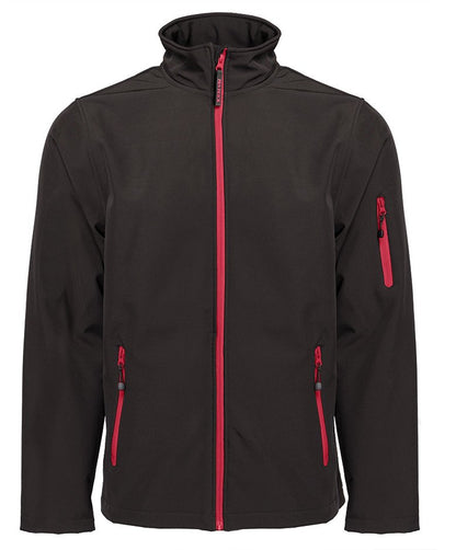 Veste Softshell homme 3 couches 340 g/m²  — coloris Black / Red #Couleur_Black-/-Red