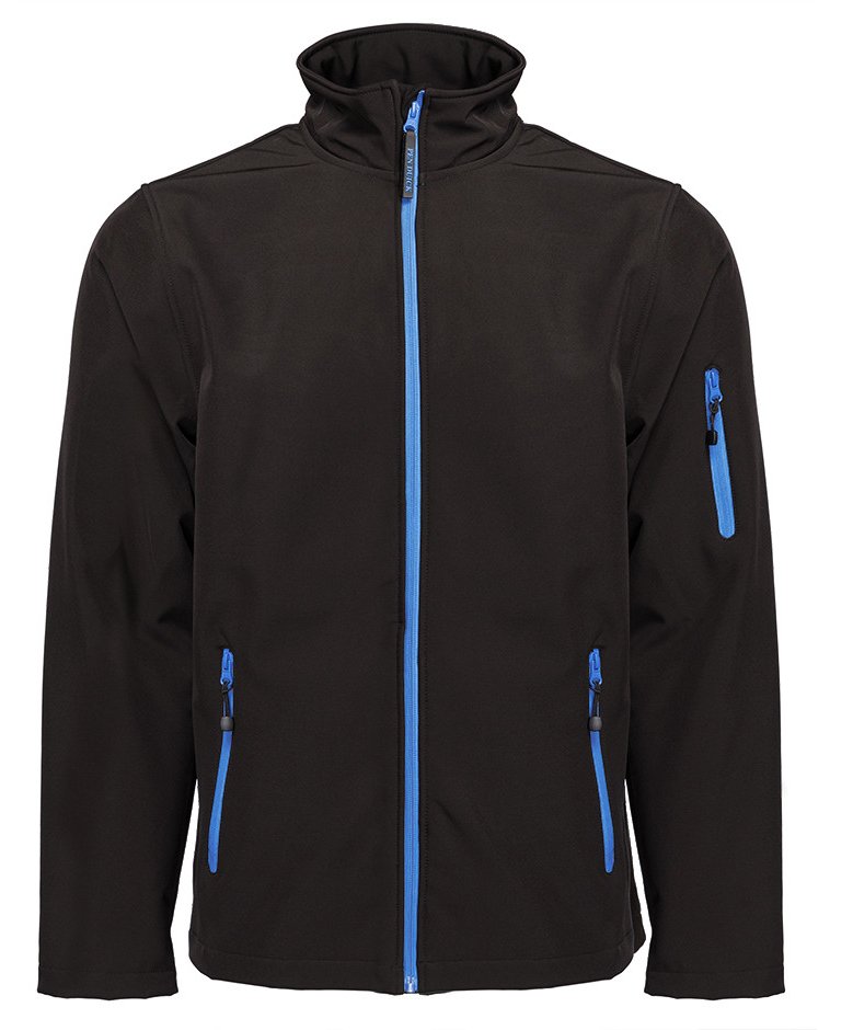 Veste Softshell homme 3 couches 340 g/m²  — coloris Black / Royal #Couleur_Black-/-Royal