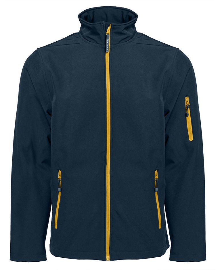 Veste Softshell homme 3 couches 340 g/m²  — coloris Navy / Gold #Couleur_Navy-/-Gold