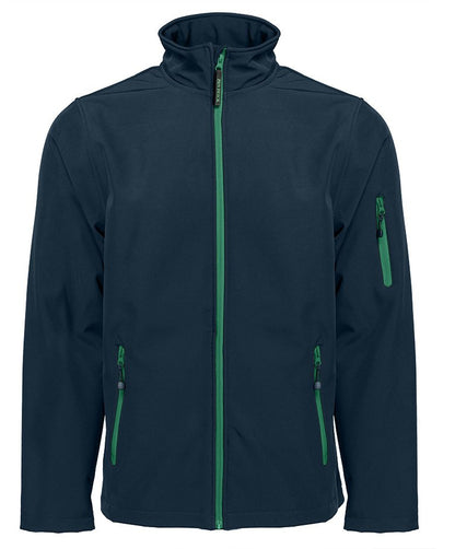 Veste Softshell homme 3 couches 340 g/m²  — coloris Navy / Kelly Green #Couleur_Navy-/-Kelly-Green
