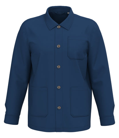 Veste worker écoresponsable délavée unisexe — coloris Washed Indigo #Couleur_Washed-Indigo