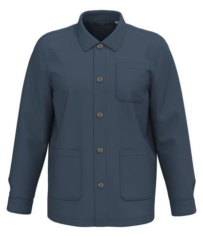Veste worker écoresponsable délavée unisexe — coloris Washed Navy Blue #Couleur_Washed-Navy-Blue