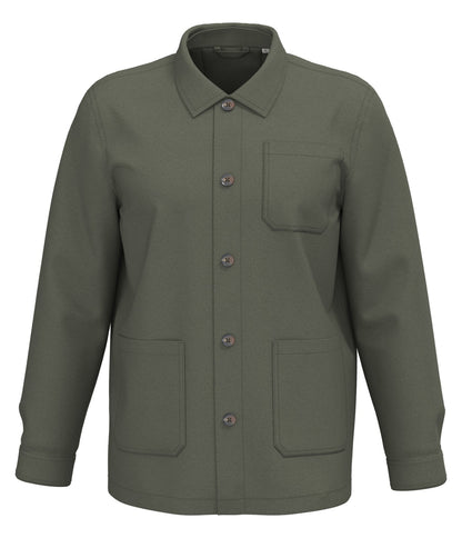 Veste worker écoresponsable délavée unisexe — coloris Washed Organic Khaki #Couleur_Washed-Organic-Khaki